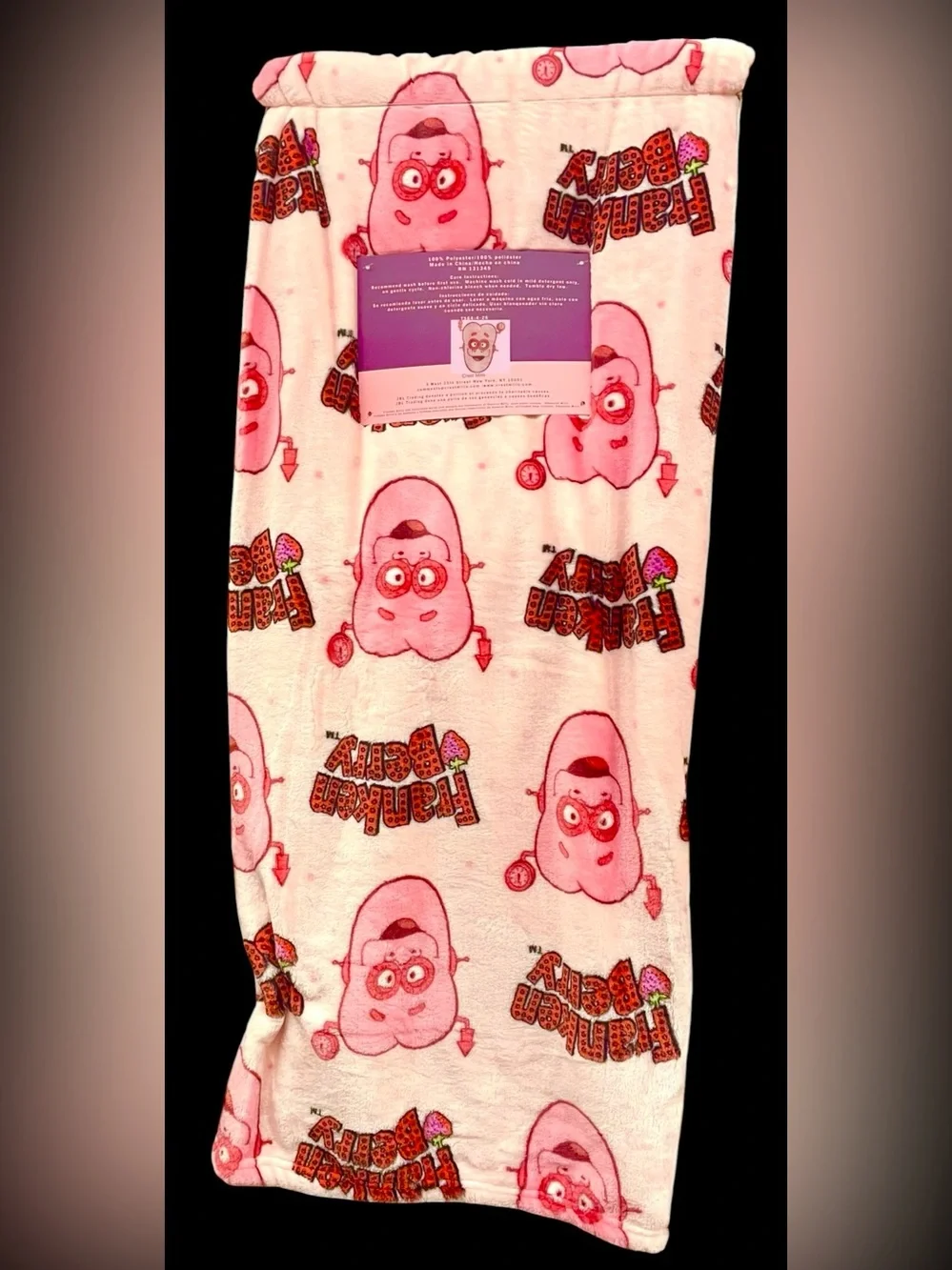 Franken Berry Oversized Plush Throw Nostalgic Pink Faces Cereal  60x70  NEW NWT